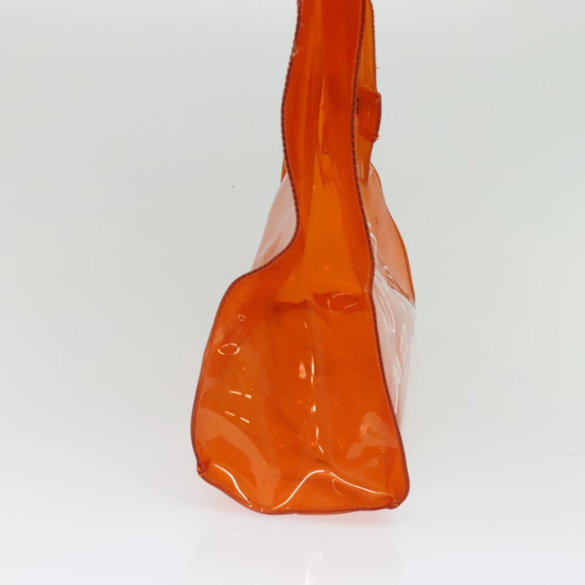 HERMES Vinyl Kelly Hand Bag Vinyl Orange Auth EC633