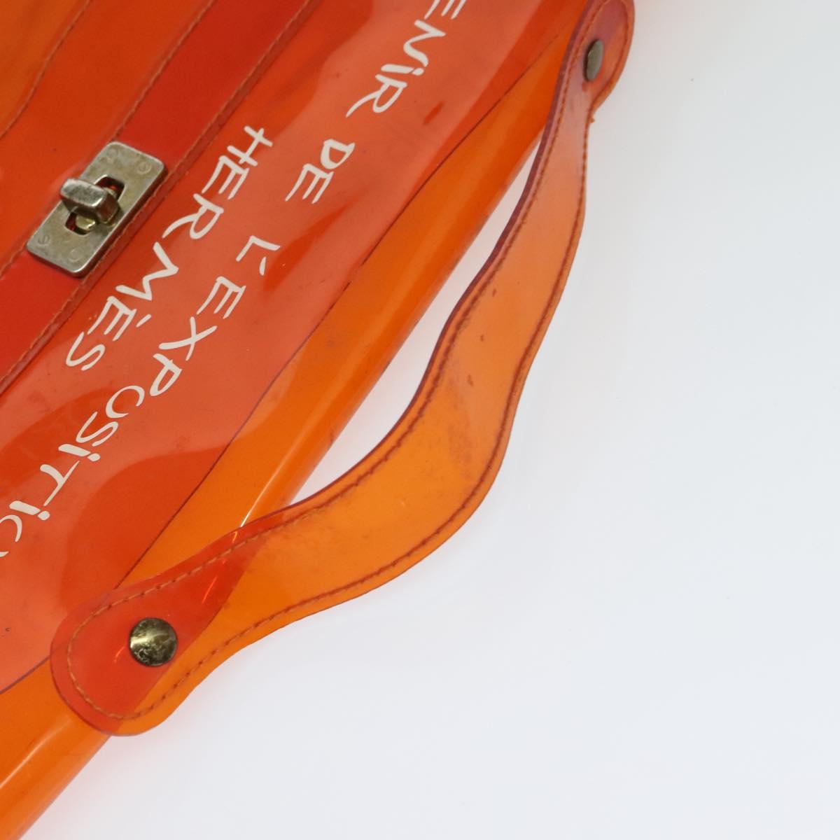 HERMES Vinyl Kelly Hand Bag Vinyl Orange Auth EC633
