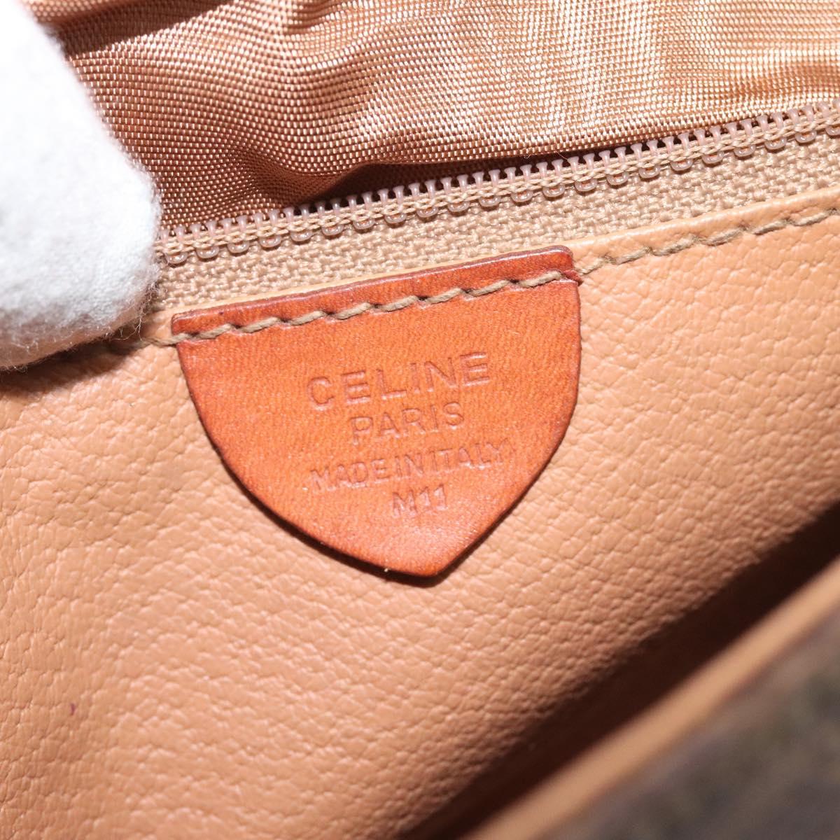 CELINE Macadam Canvas Shoulder Bag PVC Leather Brown Gold Auth EC639