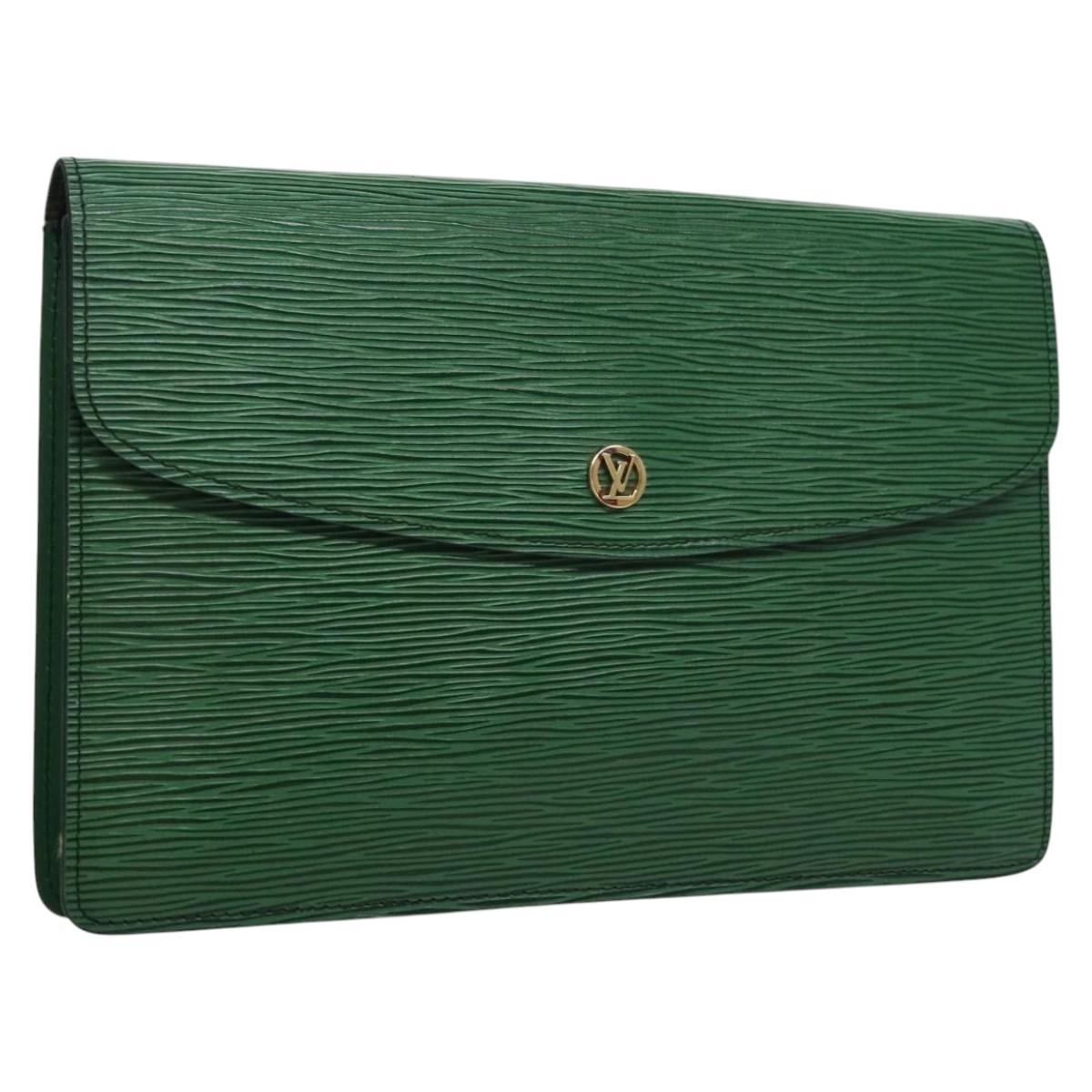 LOUIS VUITTON Epi Montaigne 27 Clutch Bag Green M52654 LV Auth EC643