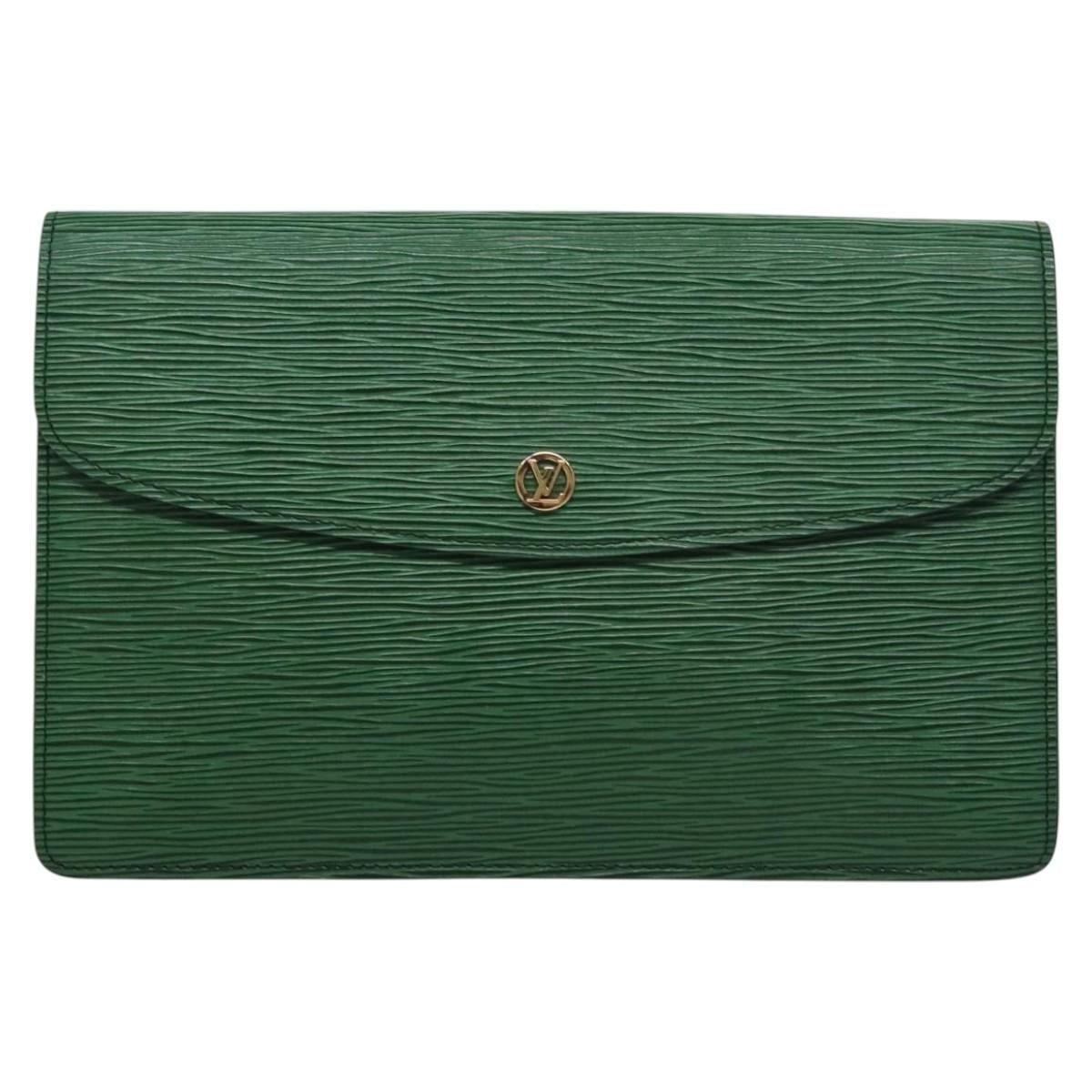 LOUIS VUITTON Epi Montaigne 27 Clutch Bag Green M52654 LV Auth EC643
