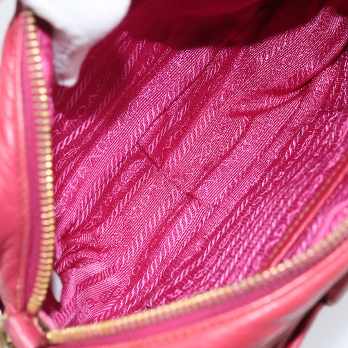PRADA Shoulder Bag Leather Pink Auth EC644