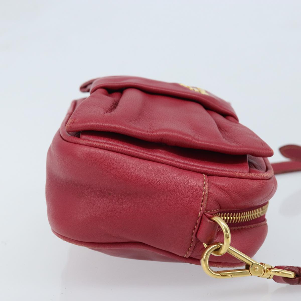PRADA Shoulder Bag Leather Pink Auth EC644