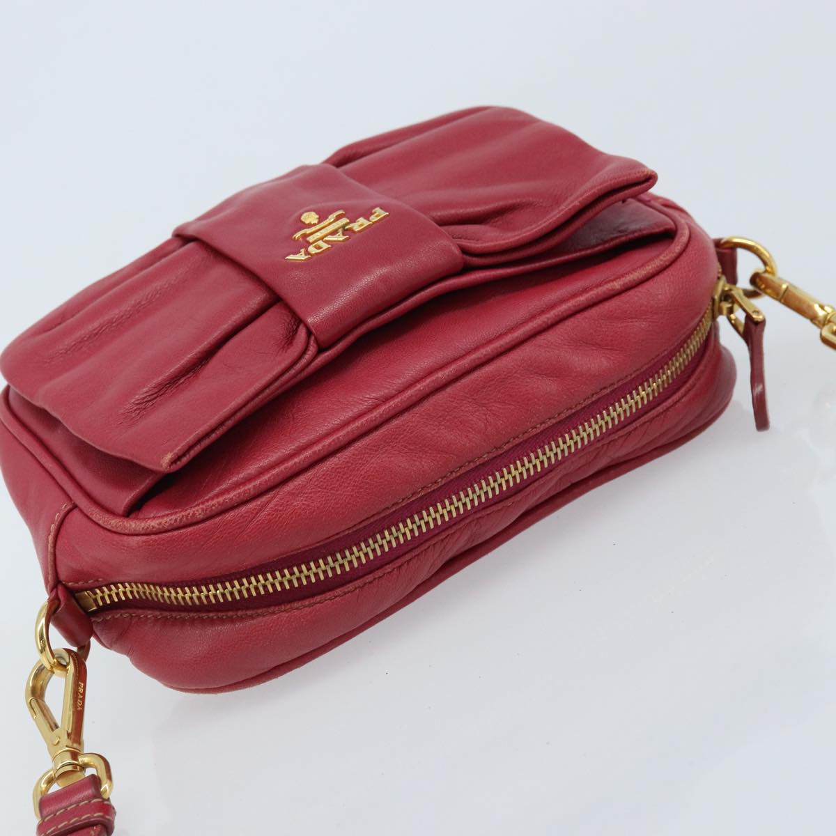 PRADA Shoulder Bag Leather Pink Auth EC644