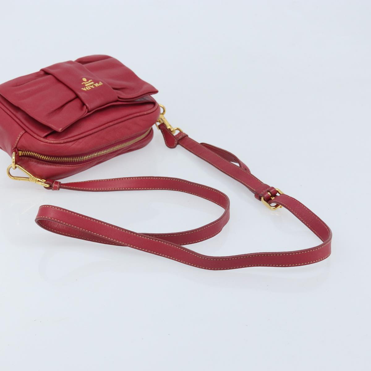 PRADA Shoulder Bag Leather Pink Auth EC644