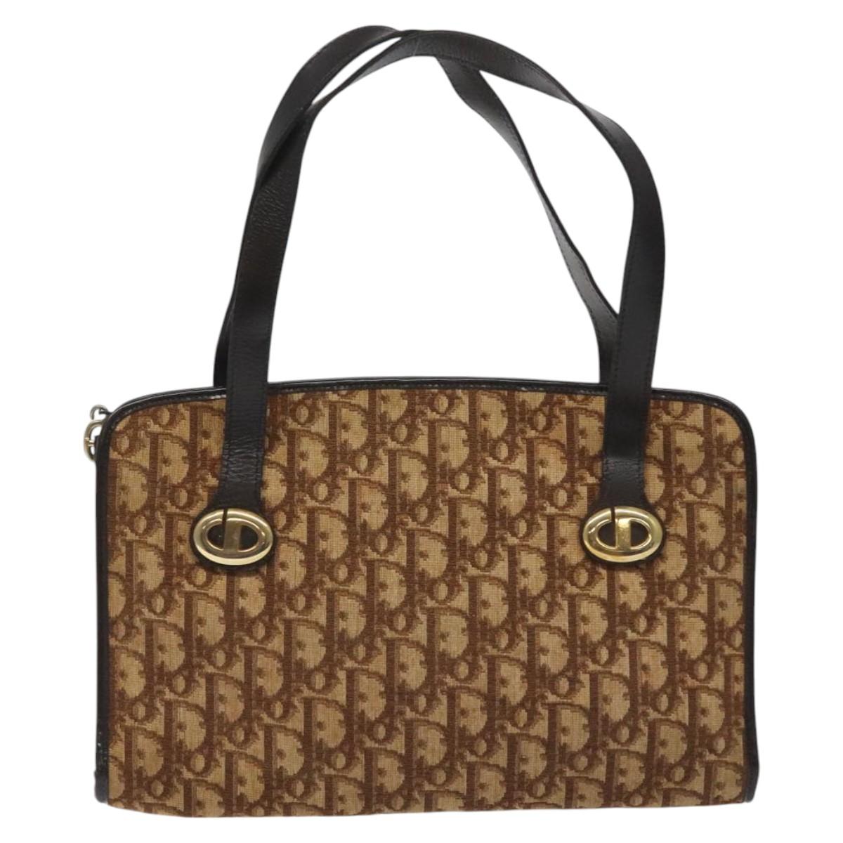 Christian Dior Trotter Canvas Hand Bag Brown Auth EC646