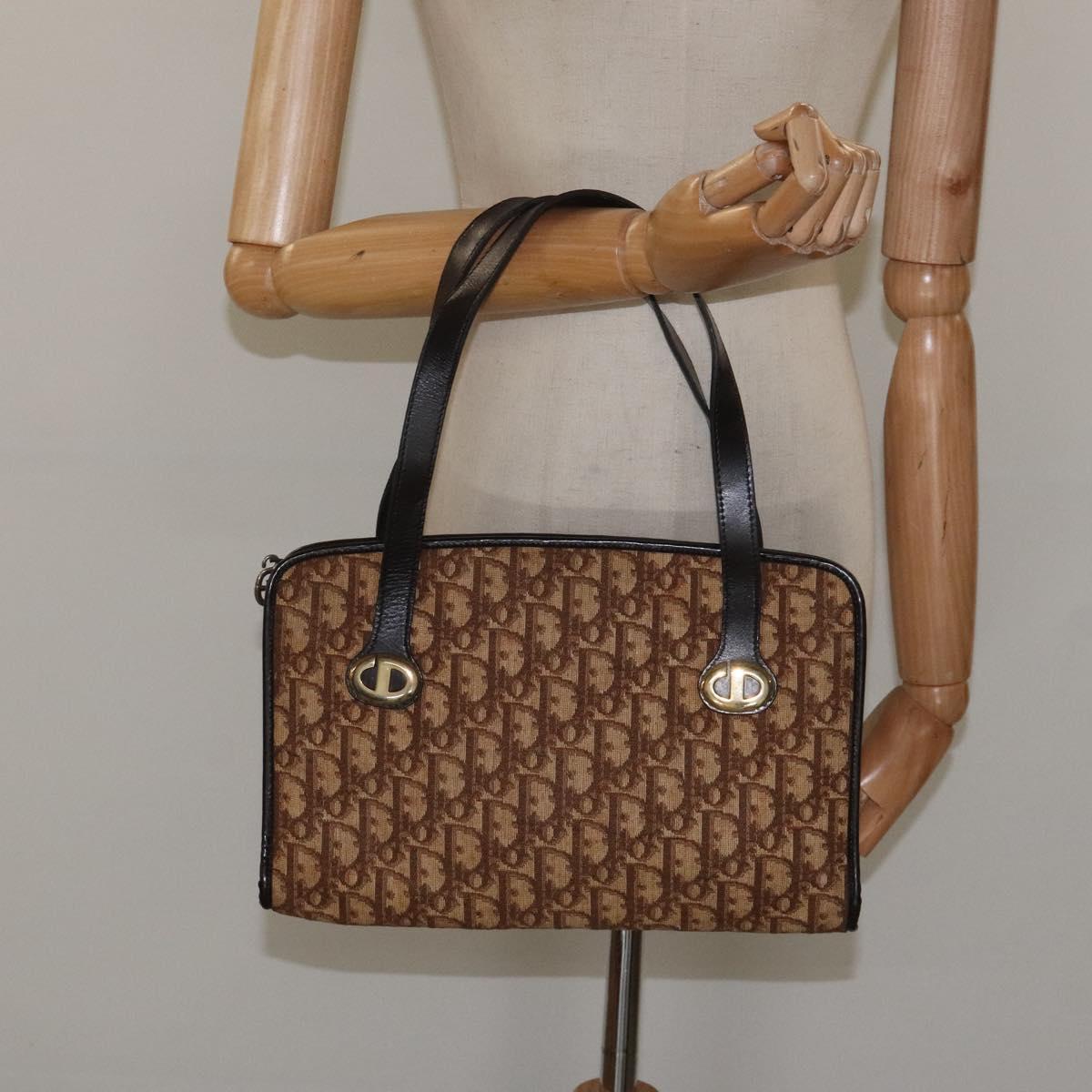 Christian Dior Trotter Canvas Hand Bag Brown Auth EC646