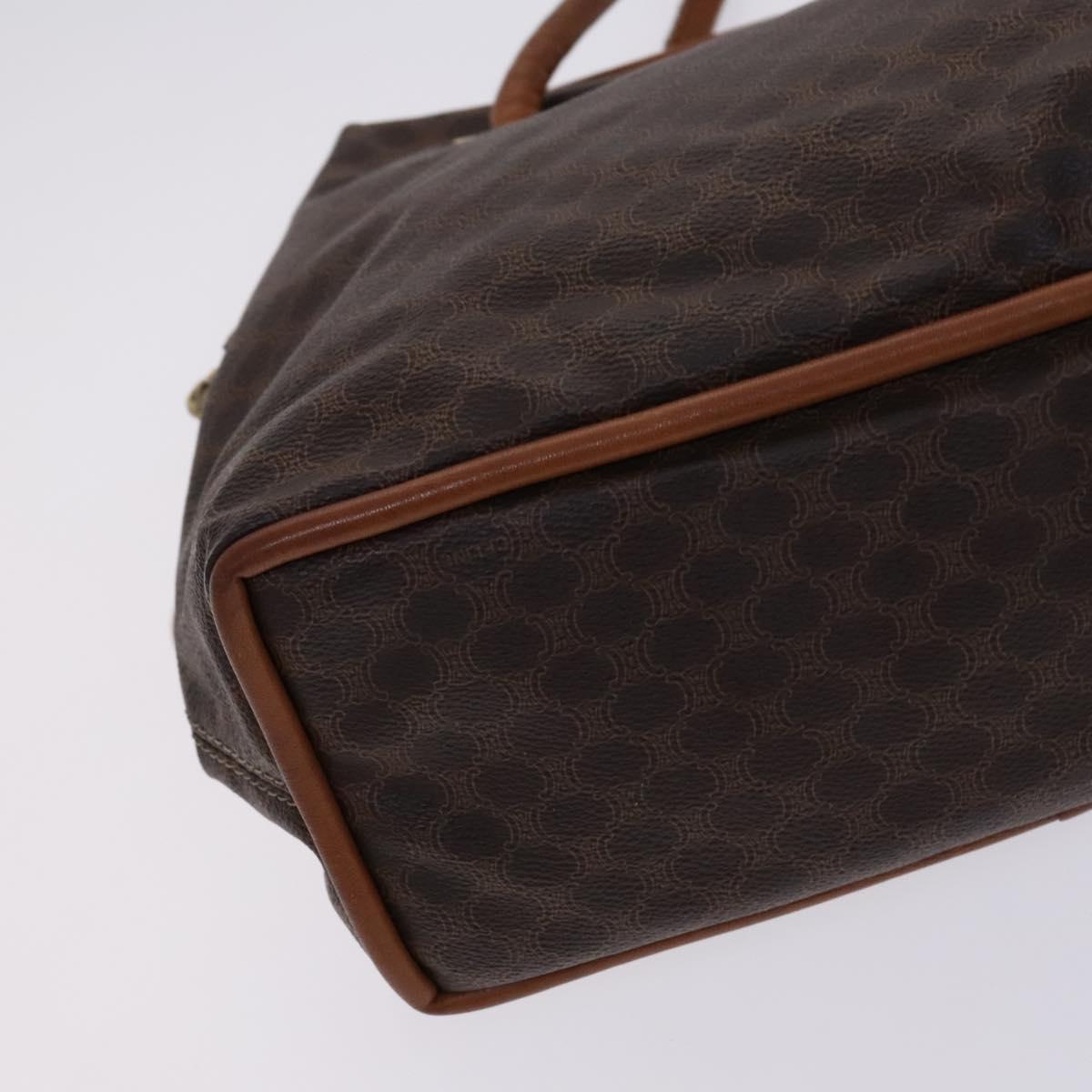 CELINE Macadam Canvas Shoulder Bag PVC Leather Brown Gold Auth EC653