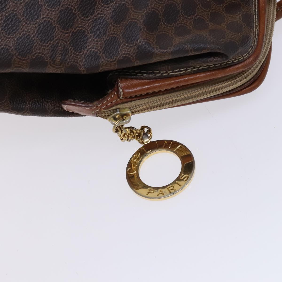 CELINE Macadam Canvas Shoulder Bag PVC Leather Brown Gold Auth EC653