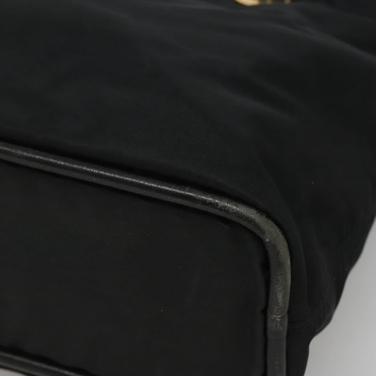 CELINE Shoulder Bag Nylon Black Gold Auth EC662