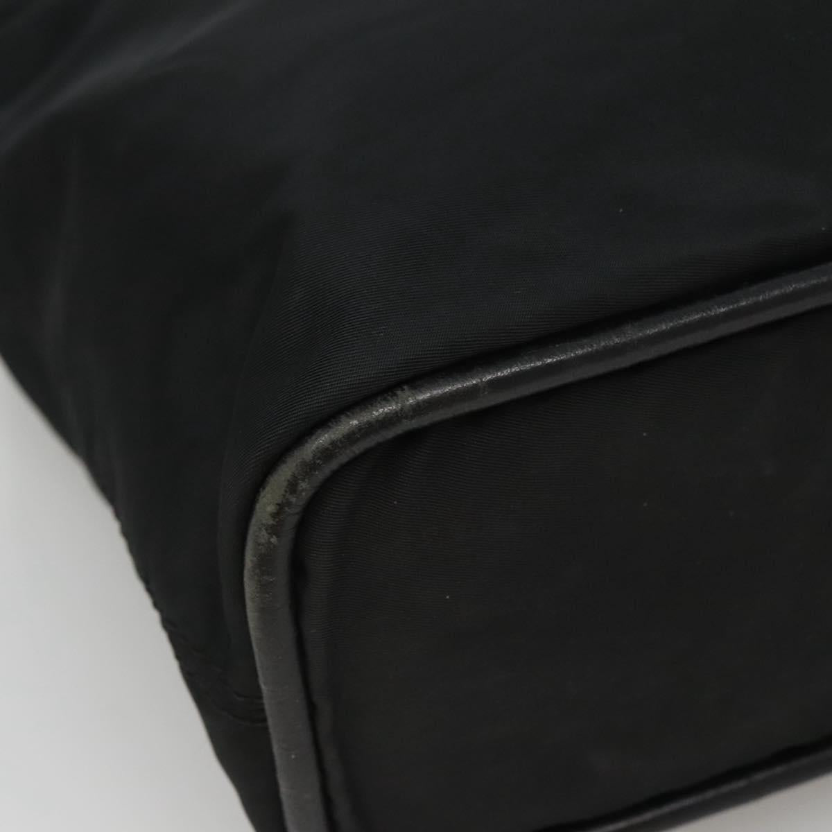 CELINE Shoulder Bag Nylon Black Gold Auth EC662