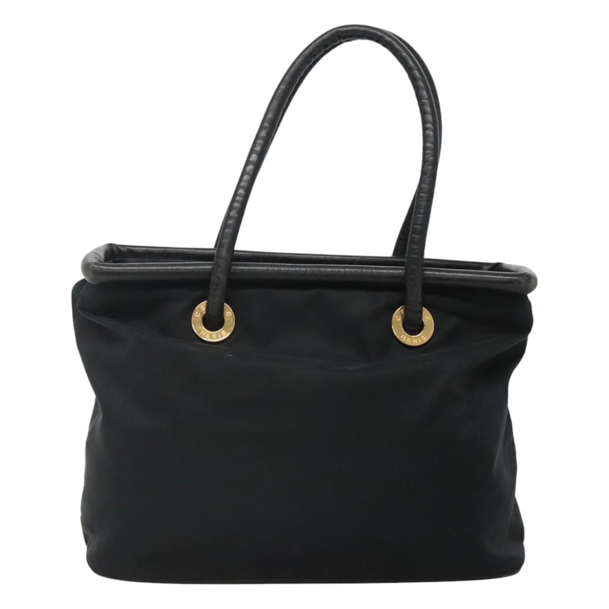 CELINE Shoulder Bag Nylon Black Gold Auth EC662