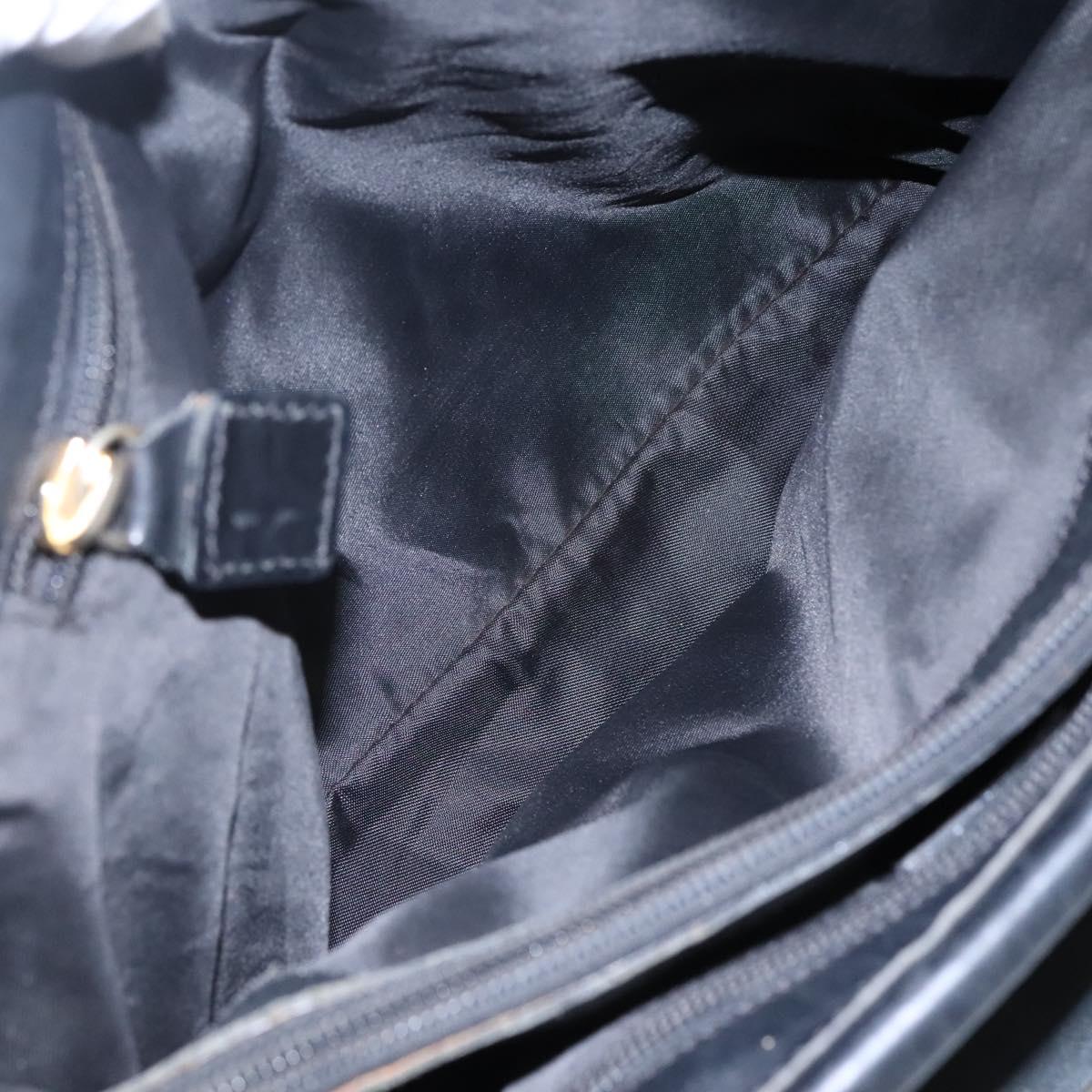 CELINE Shoulder Bag Nylon Black Gold Auth EC662