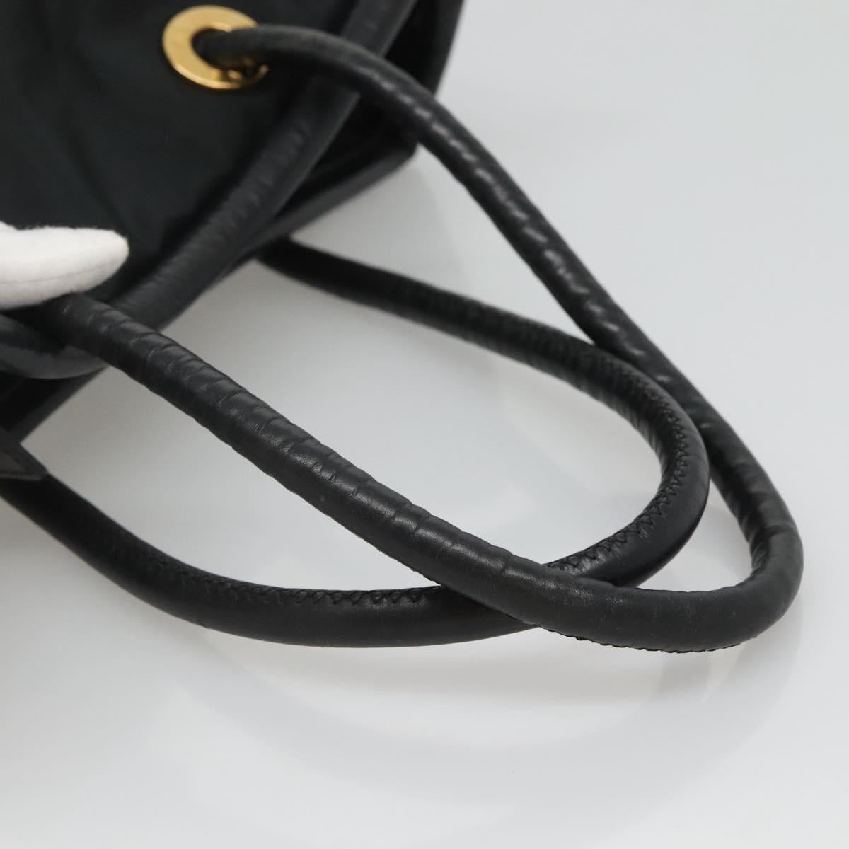 CELINE Shoulder Bag Nylon Black Gold Auth EC662