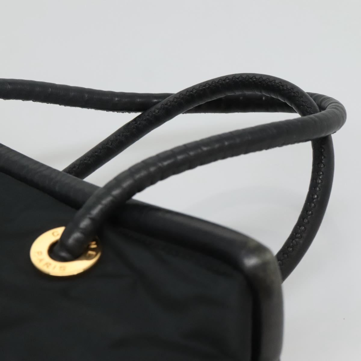 CELINE Shoulder Bag Nylon Black Gold Auth EC662