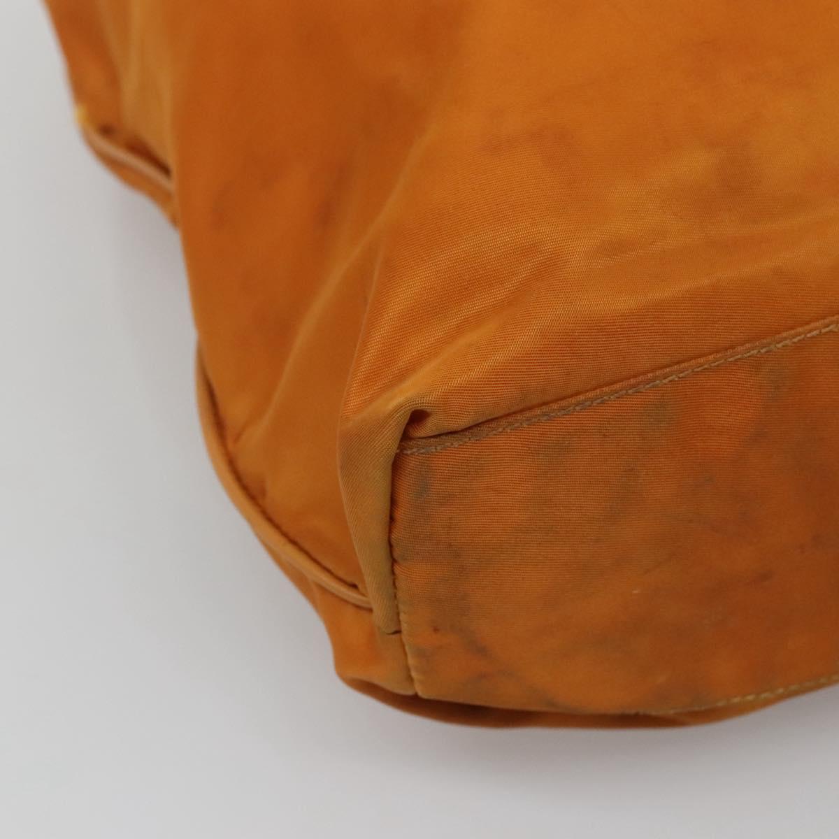 PRADA Shoulder Bag Nylon Orange Gold Auth EC663