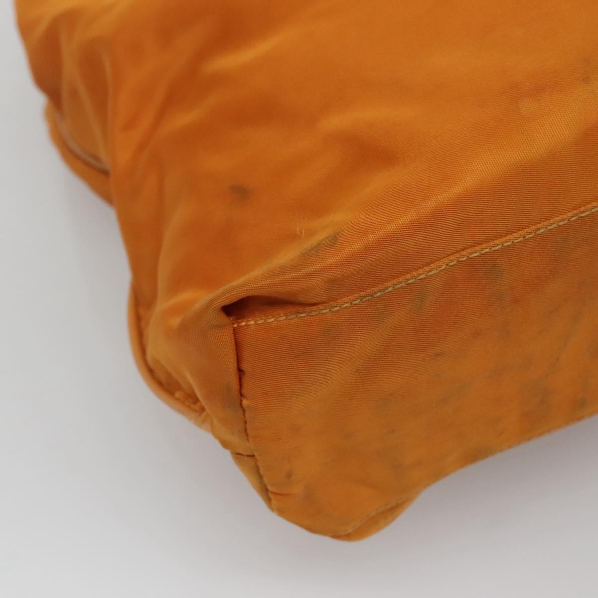 PRADA Shoulder Bag Nylon Orange Gold Auth EC663