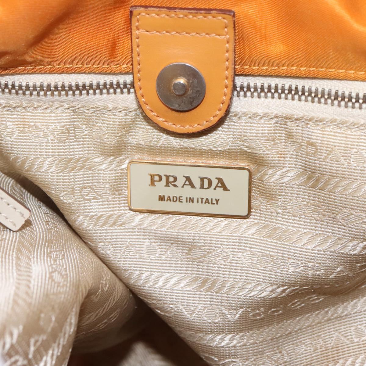 PRADA Shoulder Bag Nylon Orange Gold Auth EC663