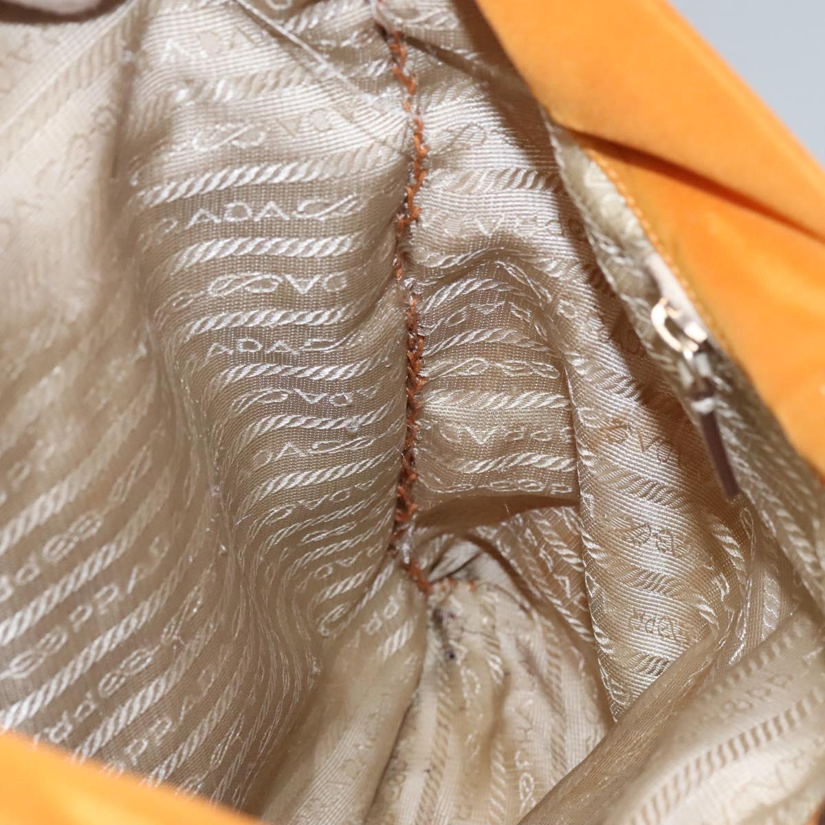 PRADA Shoulder Bag Nylon Orange Gold Auth EC663