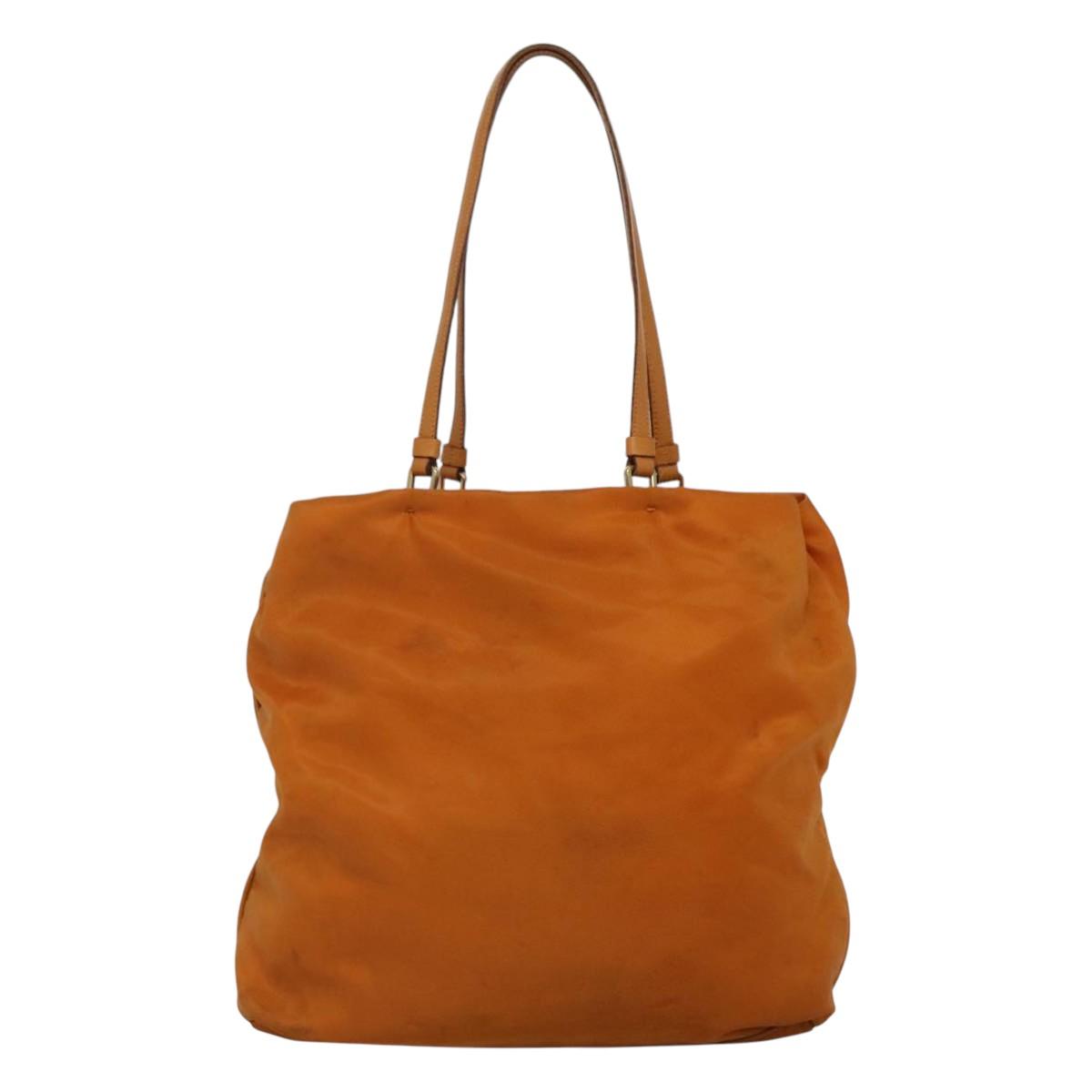 PRADA Shoulder Bag Nylon Orange Gold Auth EC663