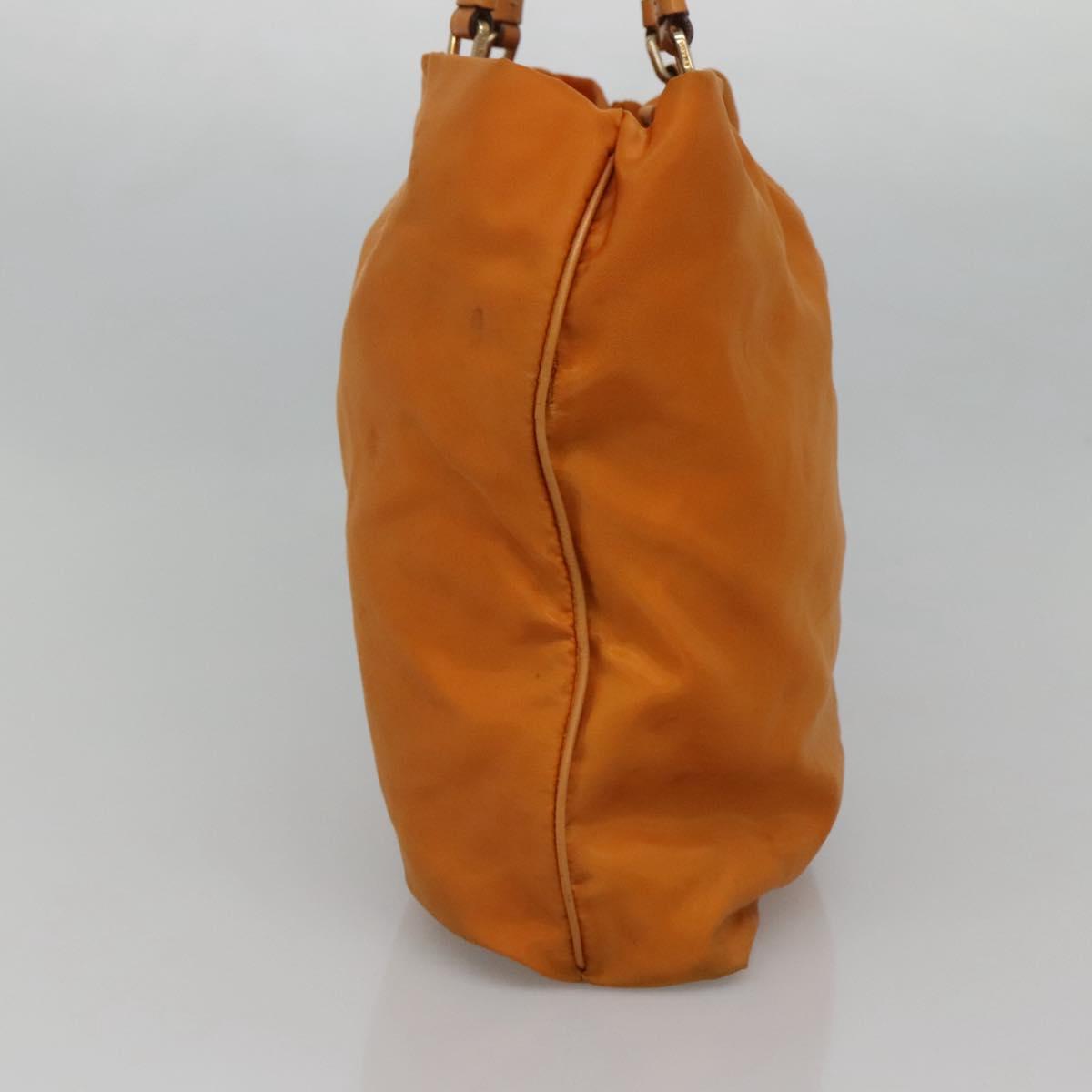 PRADA Shoulder Bag Nylon Orange Gold Auth EC663