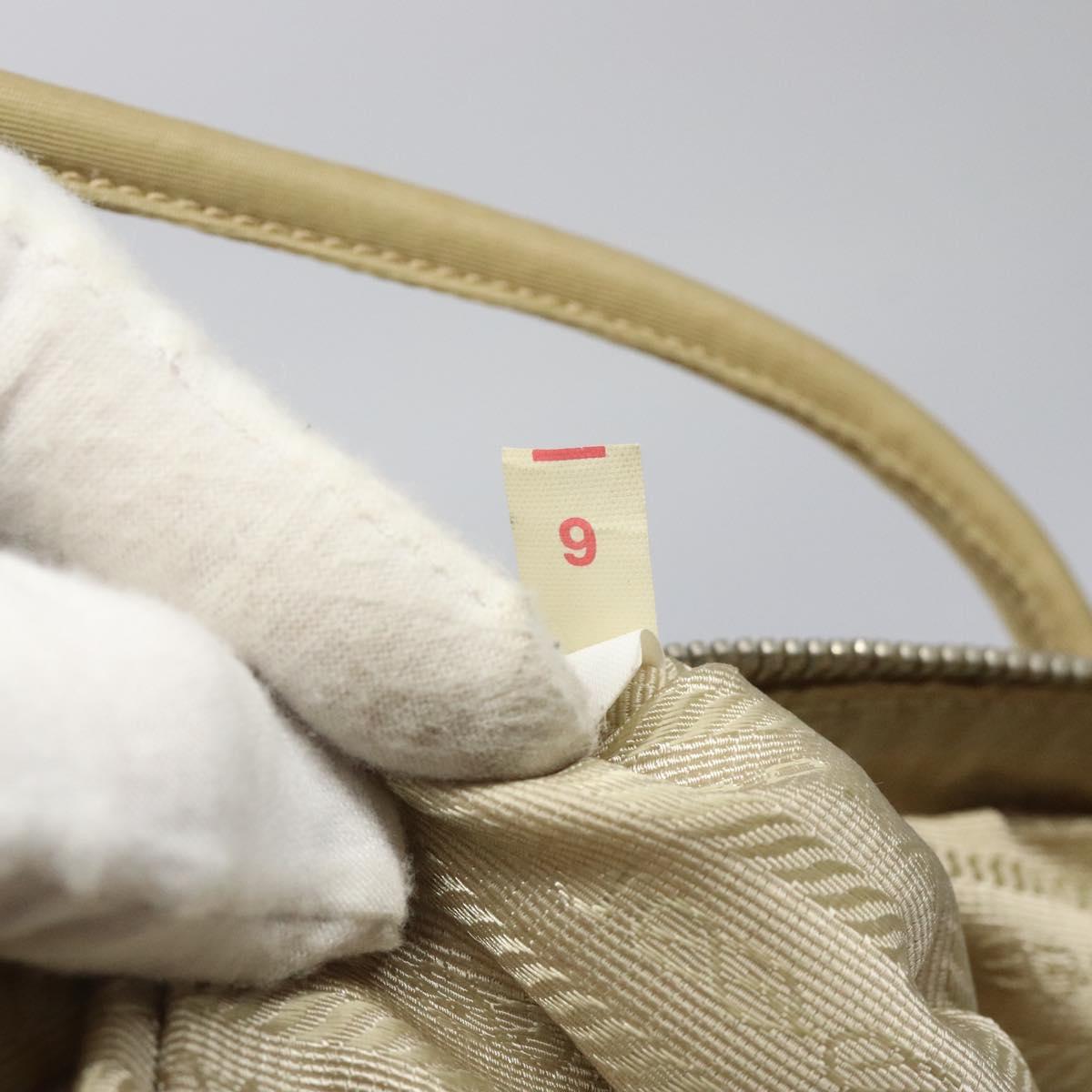 PRADA Hand Bag Nylon Beige Silver Auth EC680