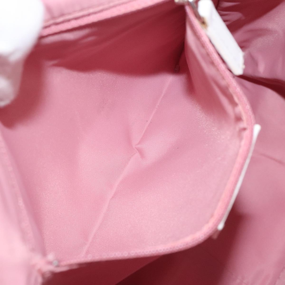 Christian Dior Trotter Canvas Tote Bag Pink White Silver Auth EC695