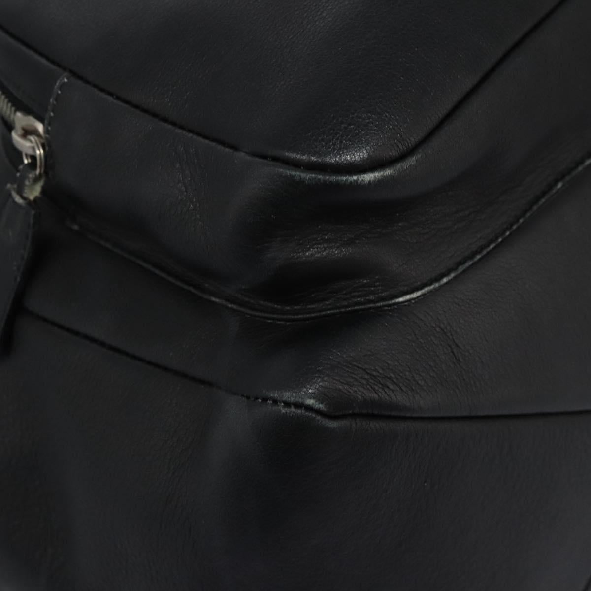 Salvatore Ferragamo Gancini Backpack Leather Black Silver Auth EC696