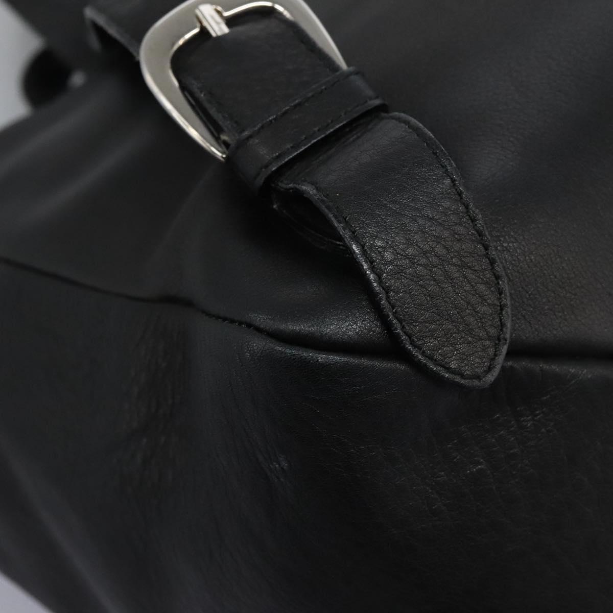 Salvatore Ferragamo Gancini Backpack Leather Black Silver Auth EC696