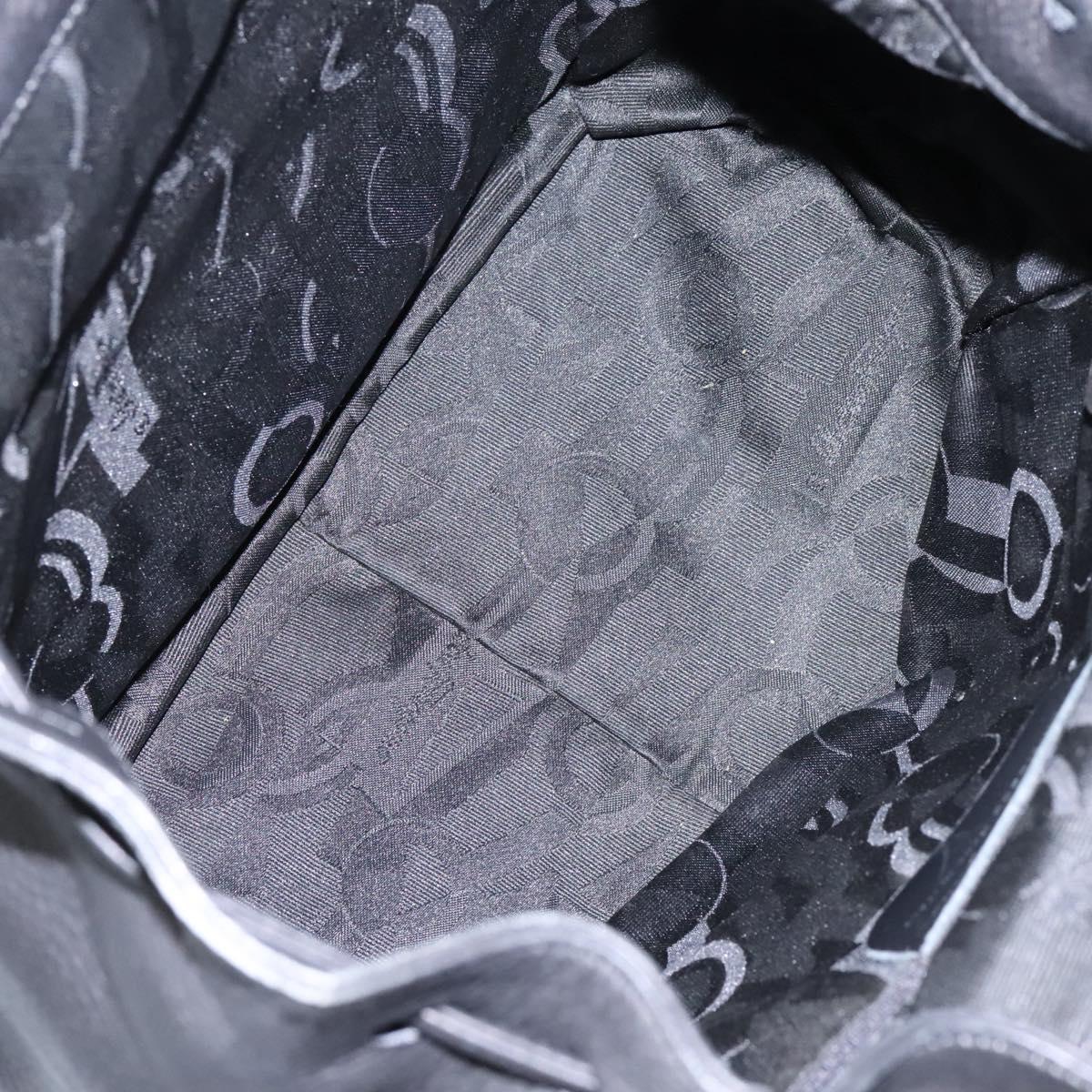 Salvatore Ferragamo Gancini Backpack Leather Black Silver Auth EC696