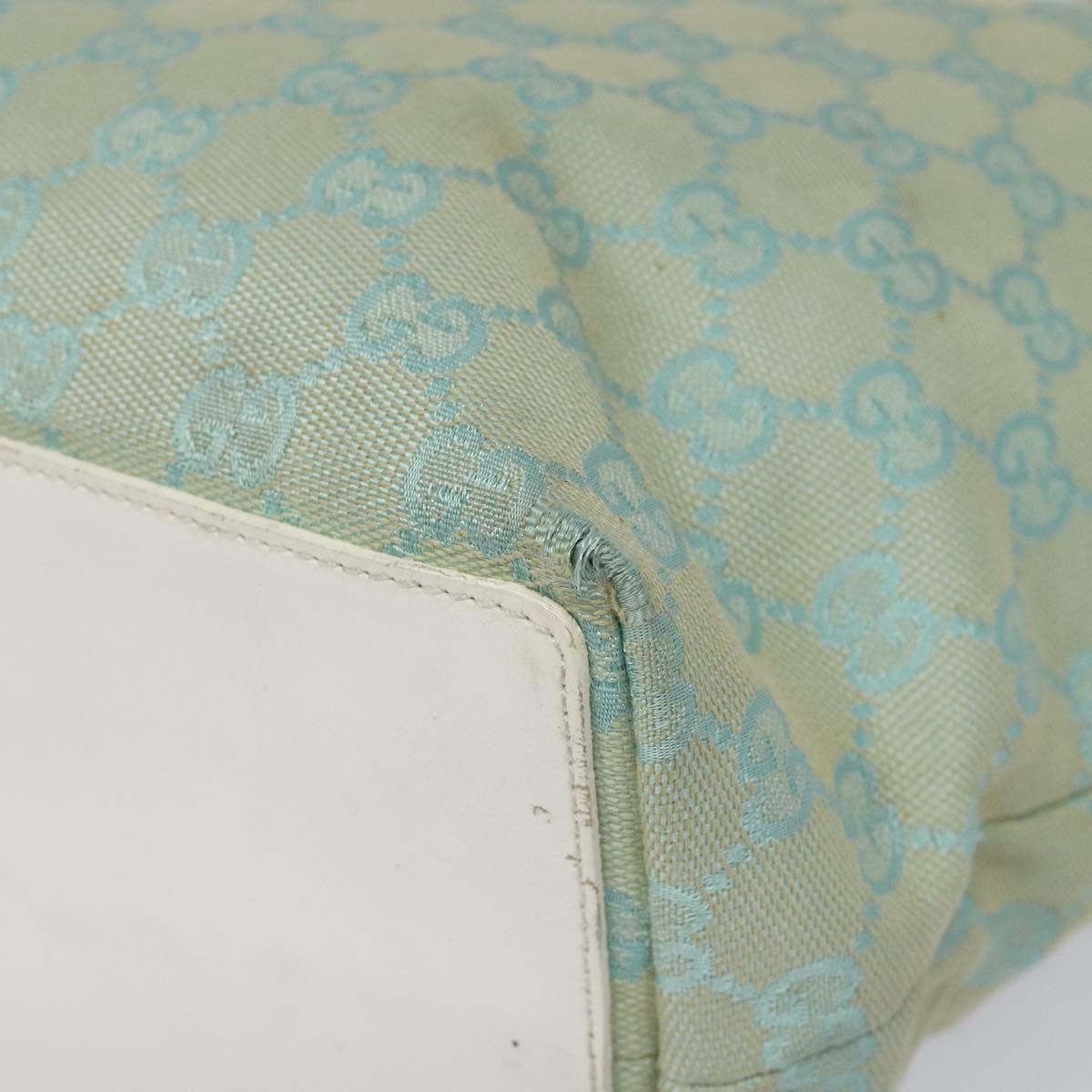 GUCCI GG Canvas Tote Bag Light Blue Gold 002 1098 Auth EC700