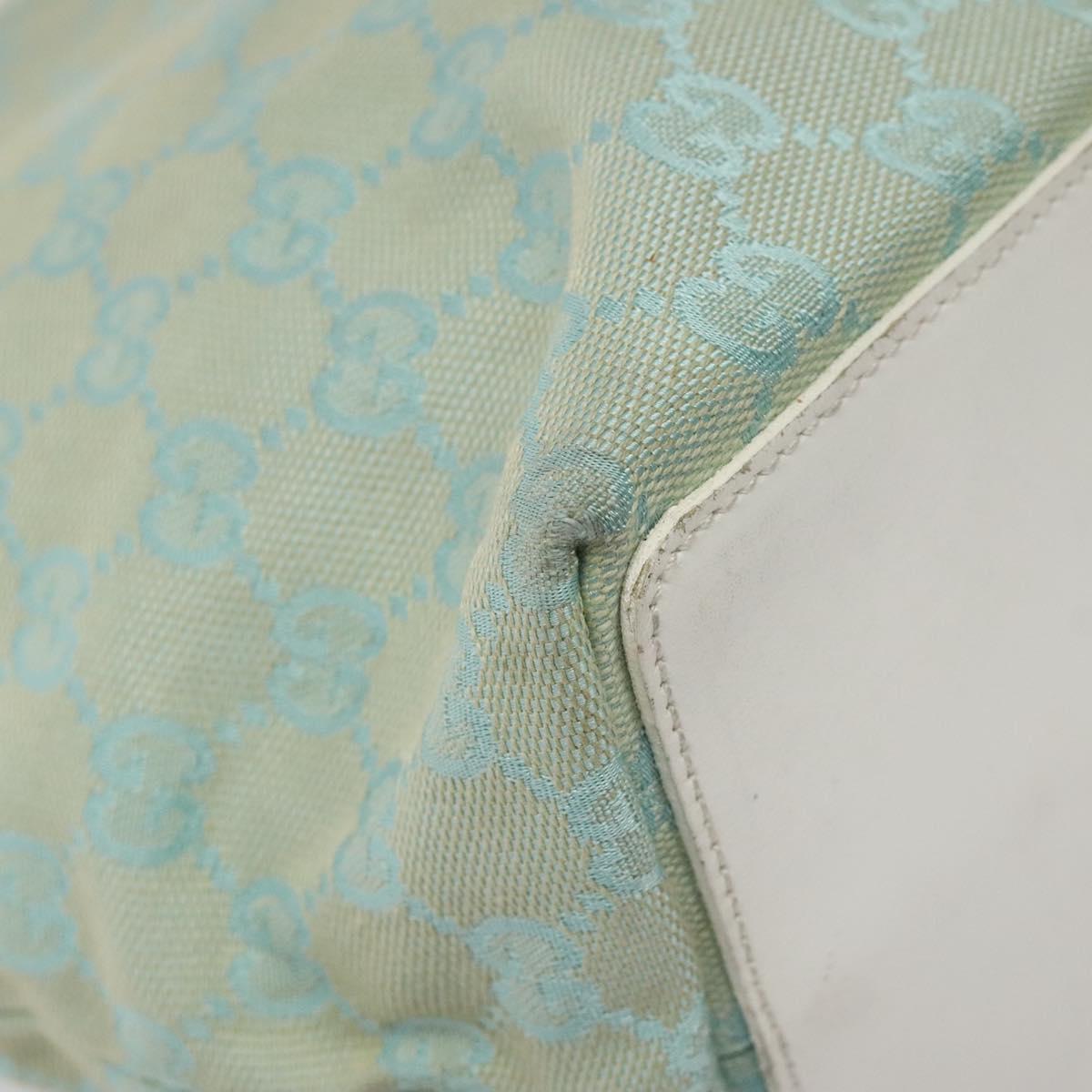 GUCCI GG Canvas Tote Bag Light Blue Gold 002 1098 Auth EC700
