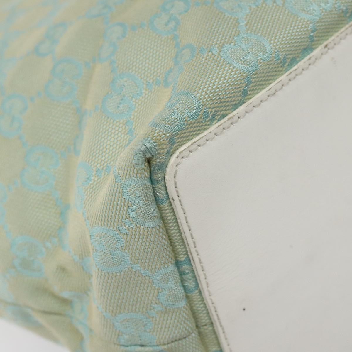 GUCCI GG Canvas Tote Bag Light Blue Gold 002 1098 Auth EC700