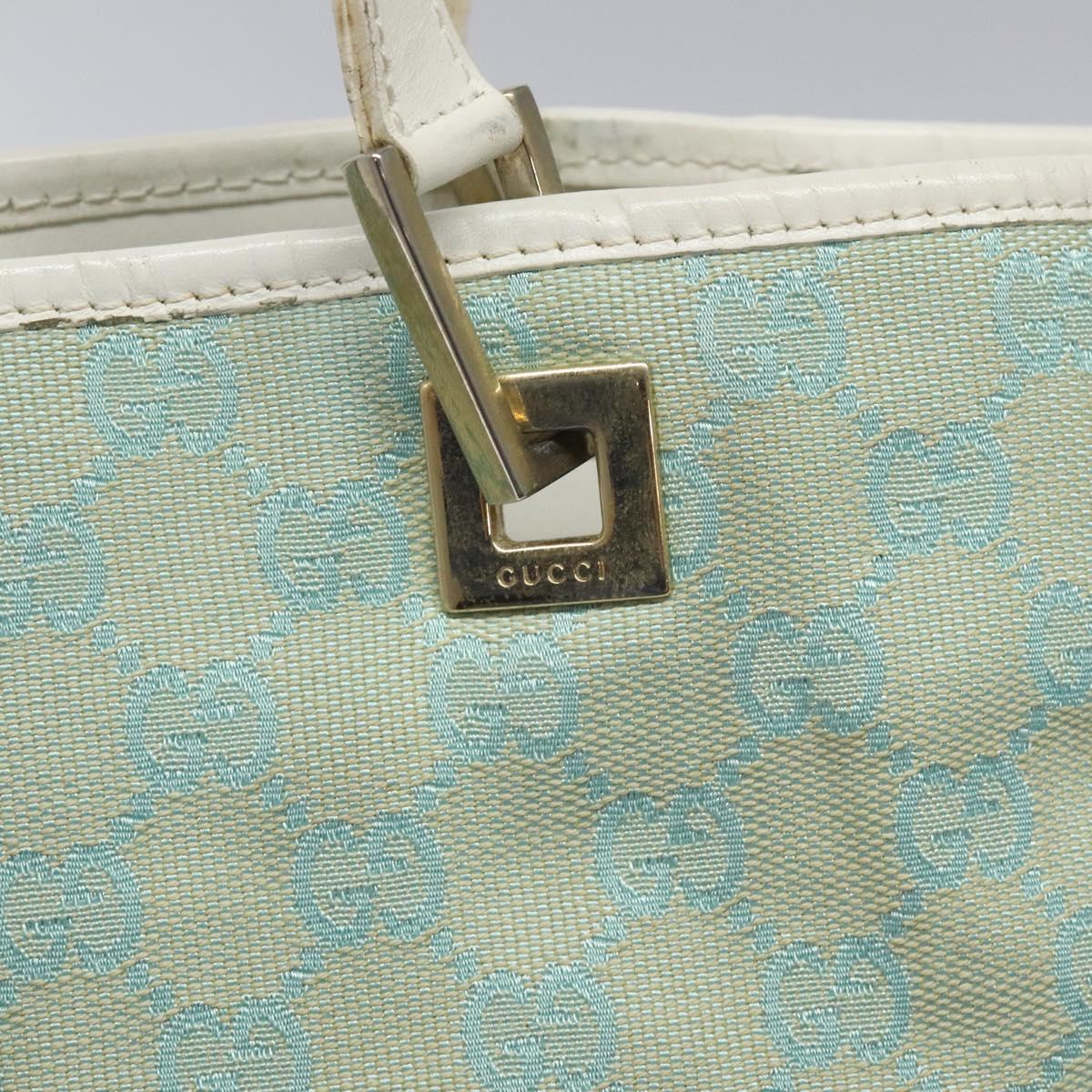 GUCCI GG Canvas Tote Bag Light Blue Gold 002 1098 Auth EC700
