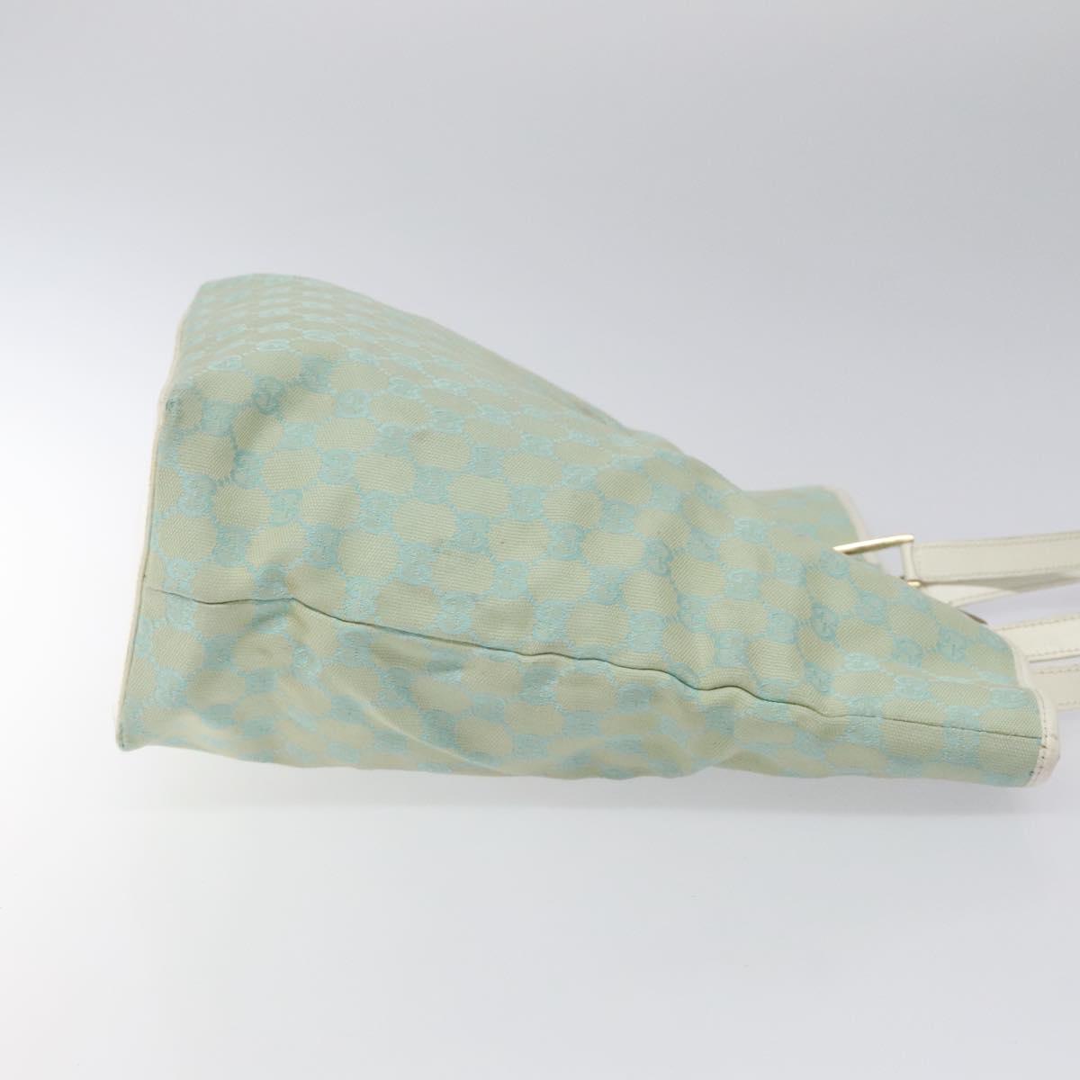 GUCCI GG Canvas Tote Bag Light Blue Gold 002 1098 Auth EC700