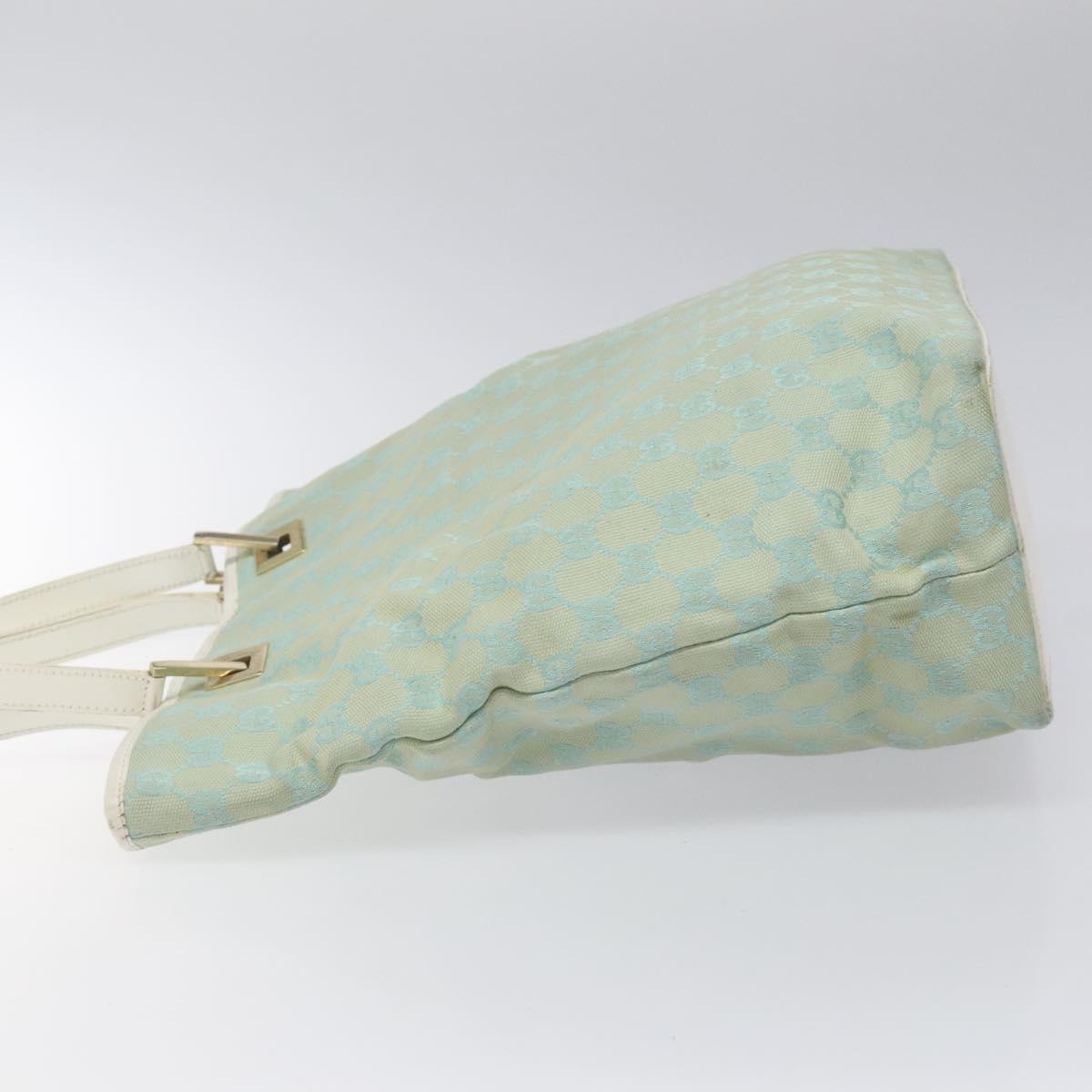 GUCCI GG Canvas Tote Bag Light Blue Gold 002 1098 Auth EC700