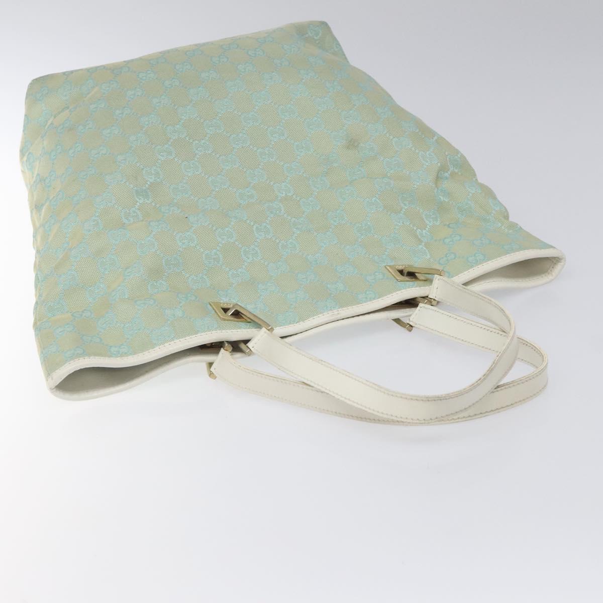 GUCCI GG Canvas Tote Bag Light Blue Gold 002 1098 Auth EC700