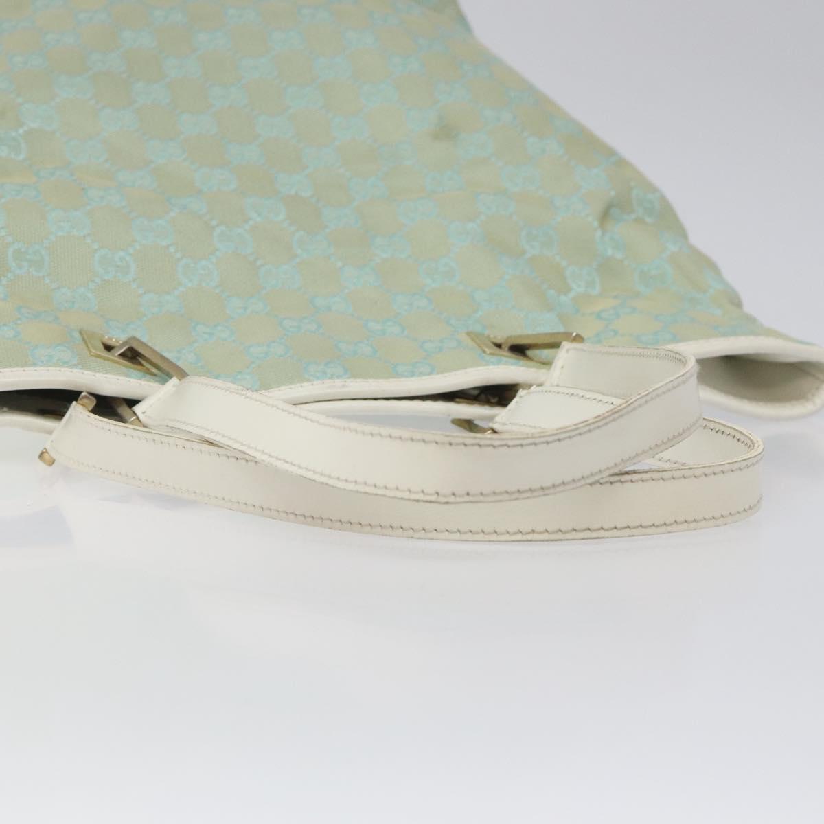GUCCI GG Canvas Tote Bag Light Blue Gold 002 1098 Auth EC700