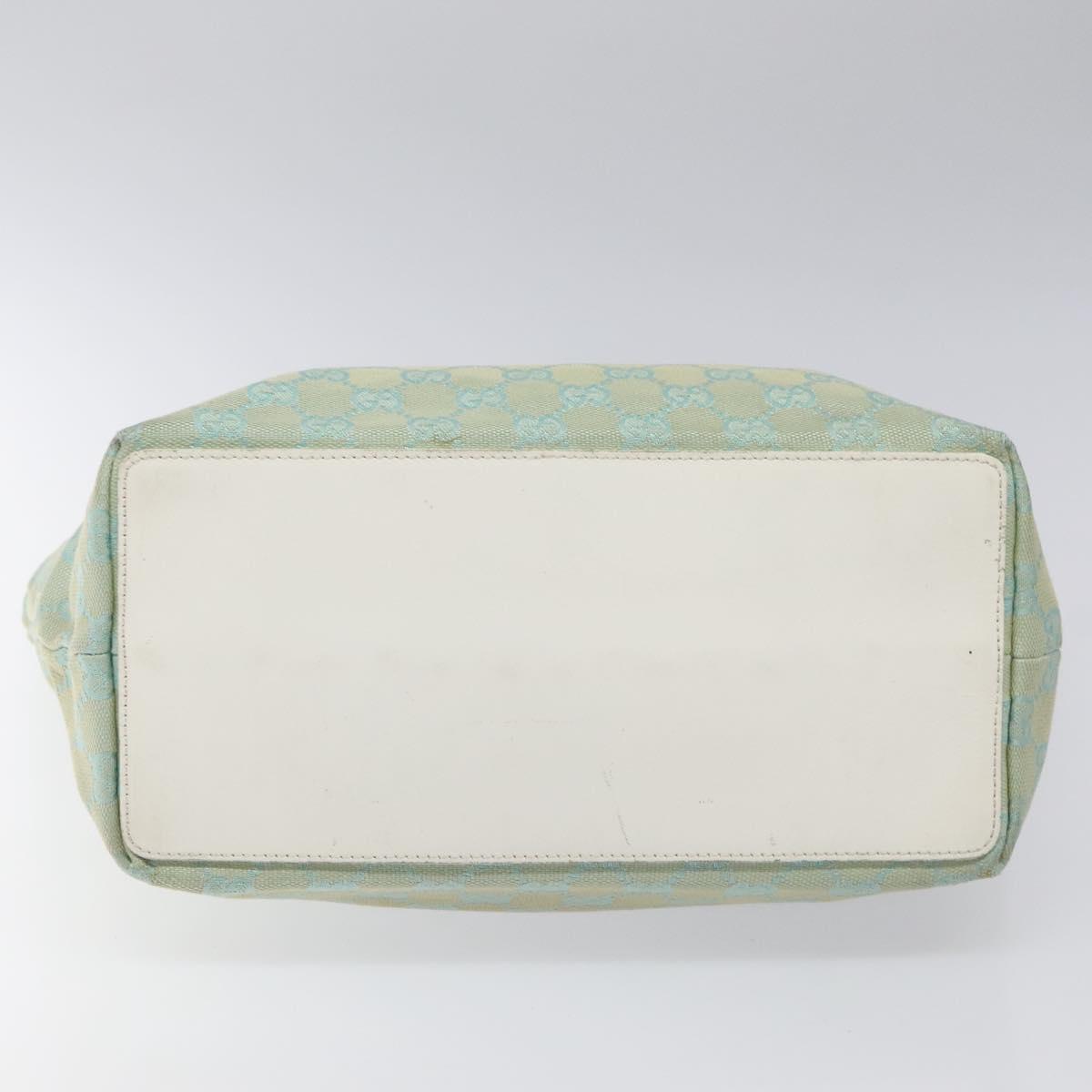 GUCCI GG Canvas Tote Bag Light Blue Gold 002 1098 Auth EC700