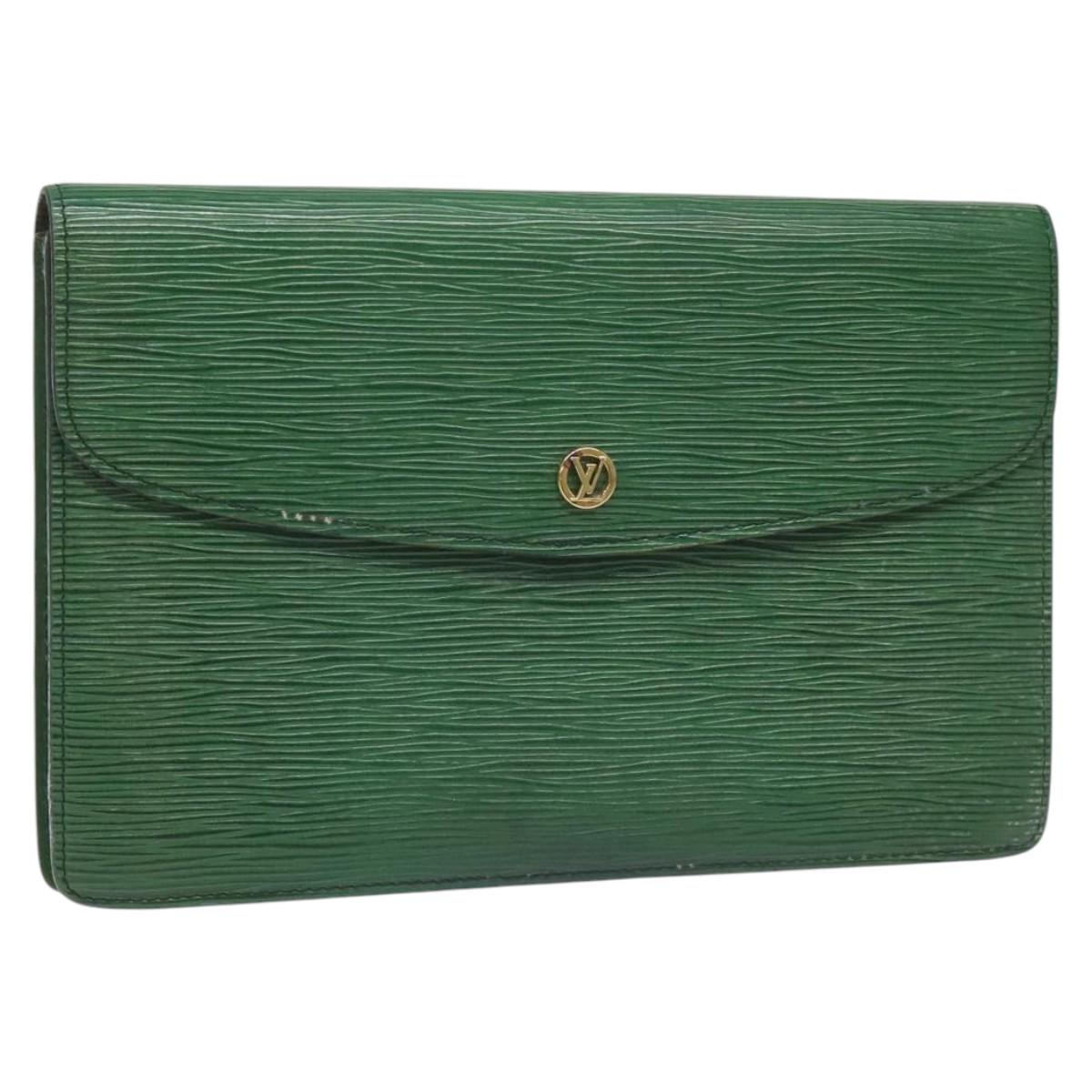 LOUIS VUITTON Epi Montaigne 27 Clutch Bag Green M52654 LV Auth EC712