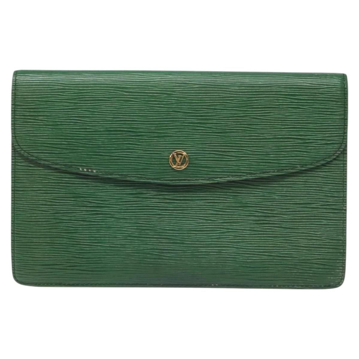 LOUIS VUITTON Epi Montaigne 27 Clutch Bag Green M52654 LV Auth EC712