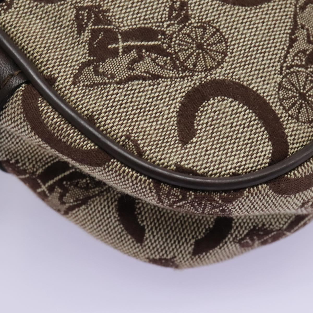 CELINE C Sulky Shoulder Bag Canvas Leather Beige Brown Auth EC715