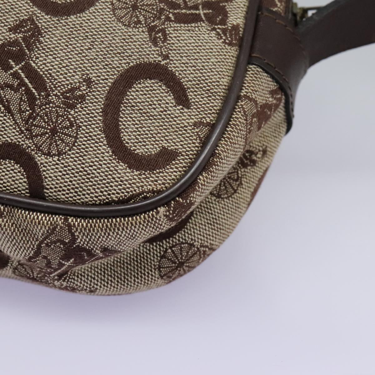 CELINE C Sulky Shoulder Bag Canvas Leather Beige Brown Auth EC715