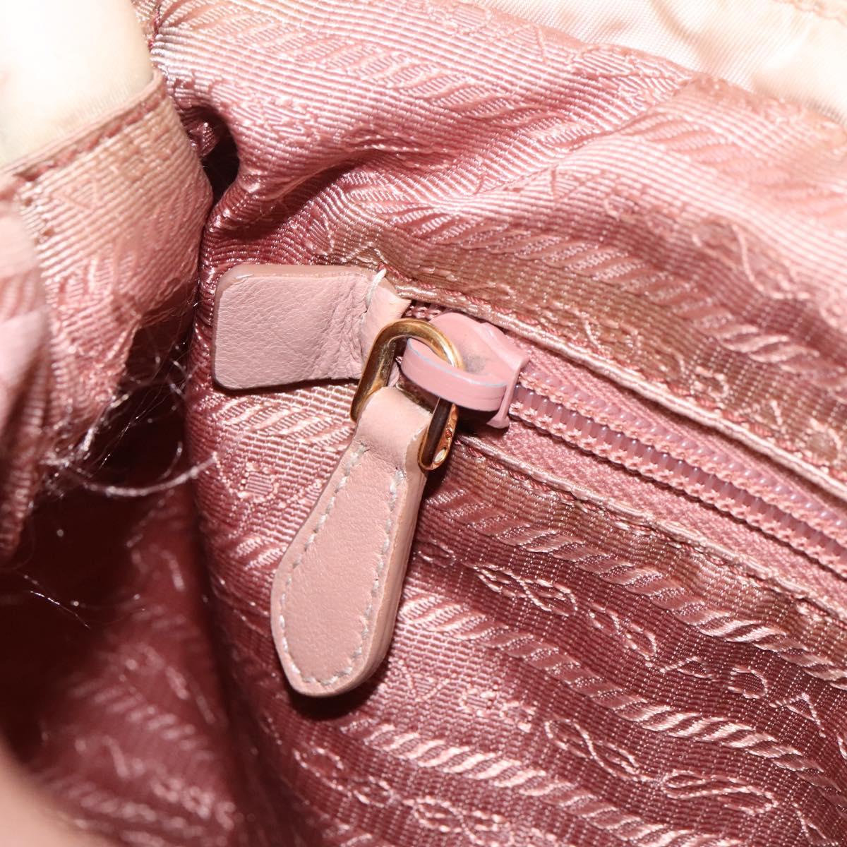 PRADA Hand Bag Nylon Leather 2way Pink Gold Auth EC720