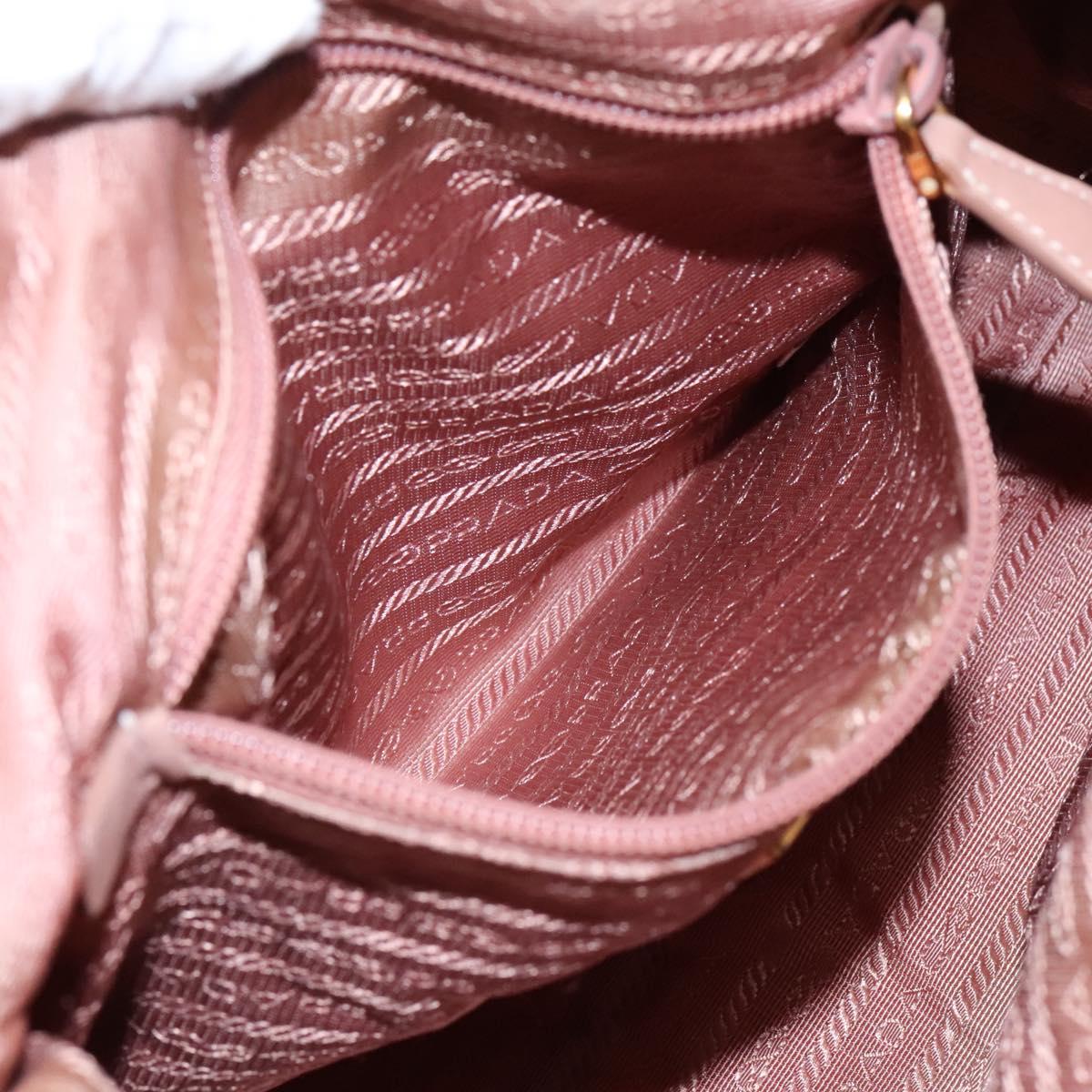 PRADA Hand Bag Nylon Leather 2way Pink Gold Auth EC720