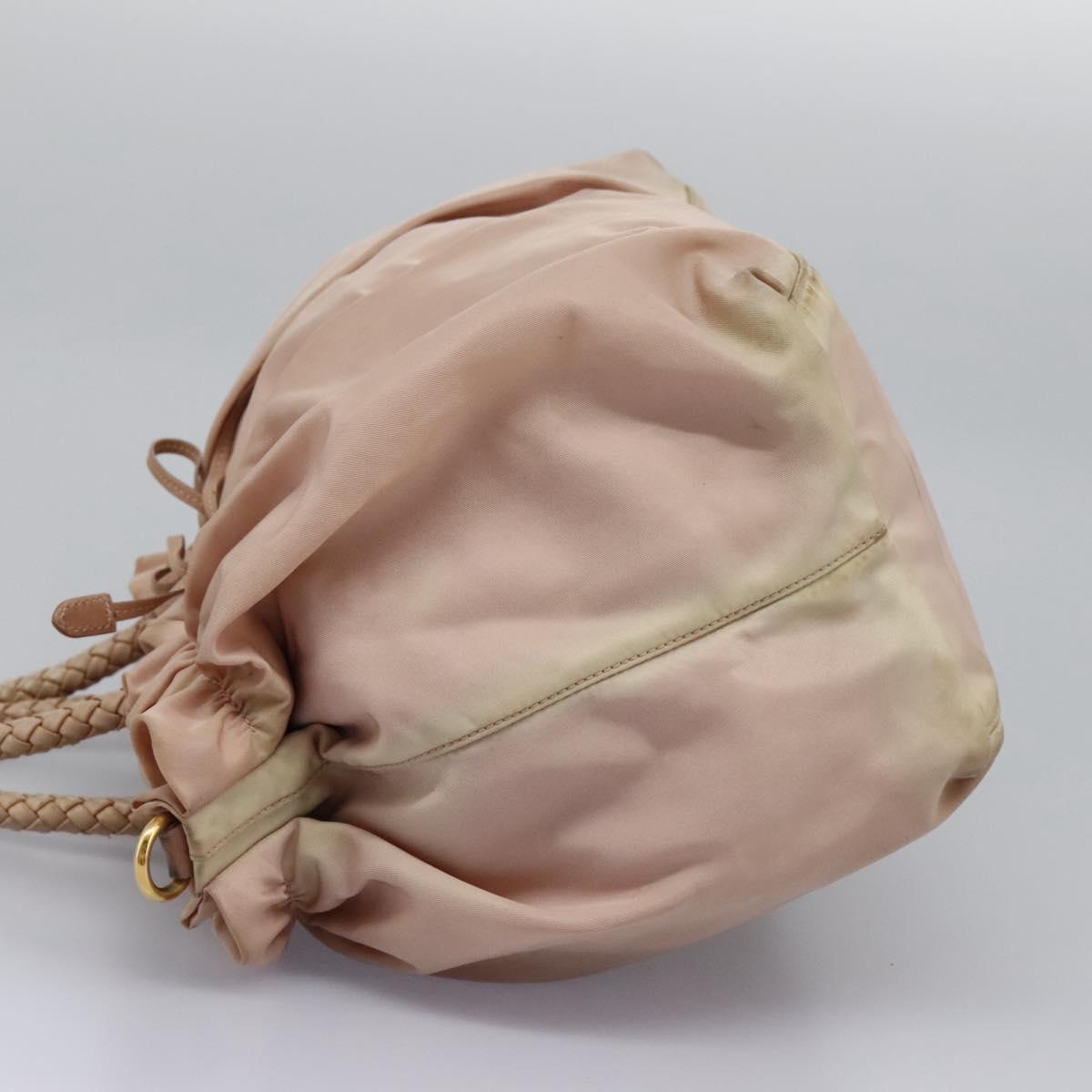 PRADA Hand Bag Nylon Leather 2way Pink Gold Auth EC720