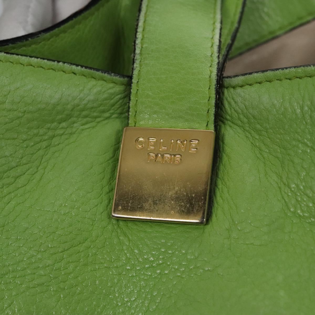 CELINE Shoulder Bag Leather Green Red yellow Auth EC743
