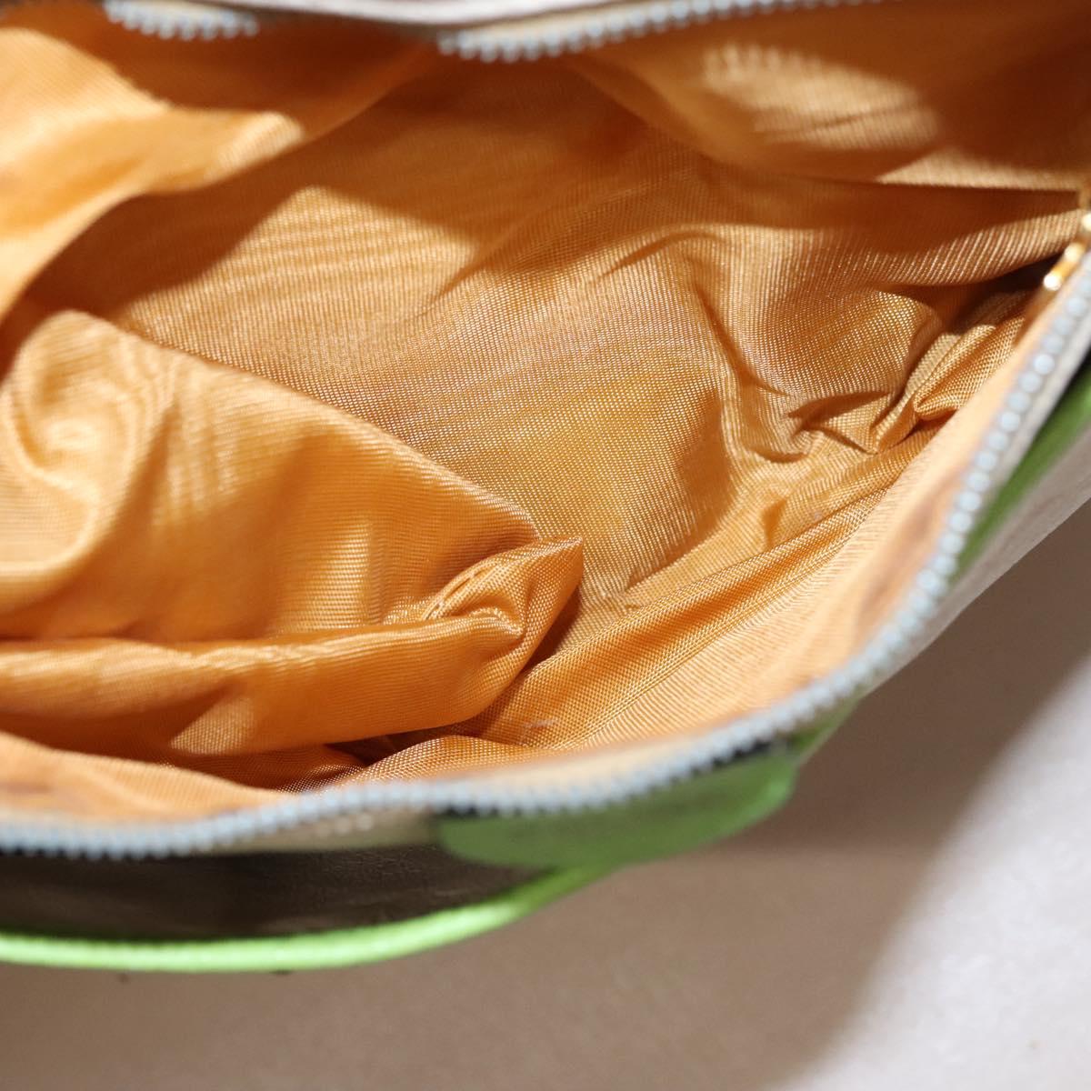 CELINE Shoulder Bag Leather Green Red yellow Auth EC743