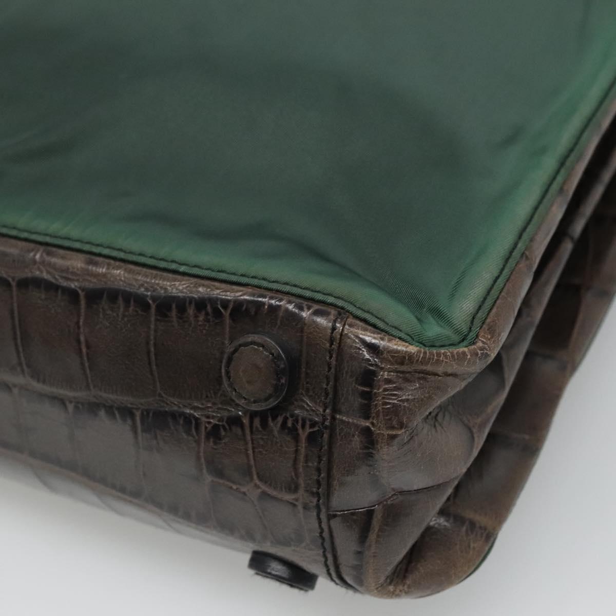 PRADA Shoulder Bag Nylon Green Silver Auth EC761