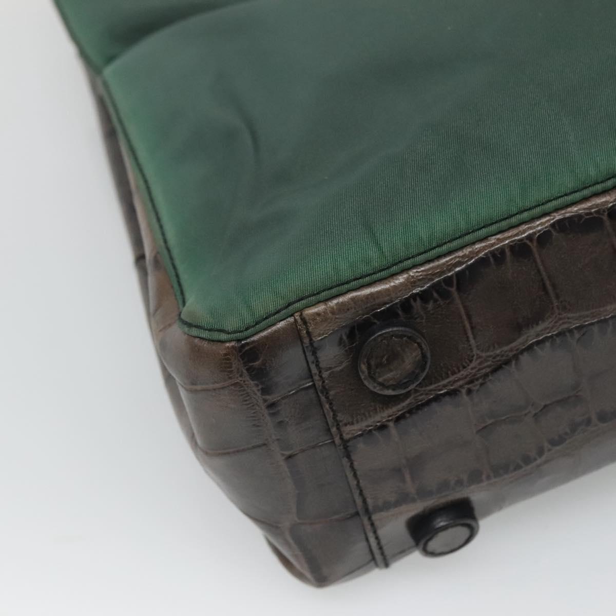 PRADA Shoulder Bag Nylon Green Silver Auth EC761